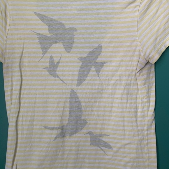 Old Navy Short Sleeve Yellow Stripe Shirt Birds XS - Picture 5 of 5